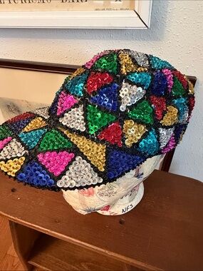 Vintage Sequin Triangle Patch Cap - Multicolor